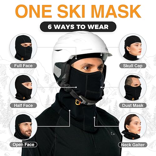 GearTOP Balaclava Ski Mask for Men and Women, Winter Motorcycle Face Mask - color: Black White Pink