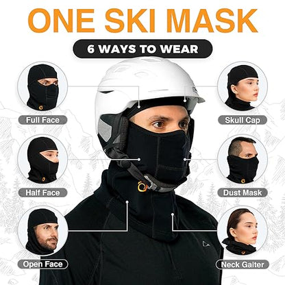 GearTOP Balaclava Ski Mask for Men and Women, Winter Motorcycle Face Mask - color: Black White Pink
