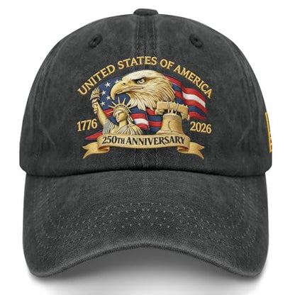 U.S. 250th Anniversary 250 Years Fo Freedoms 1776-2026 Hats for Men Womens - color: Allblack2