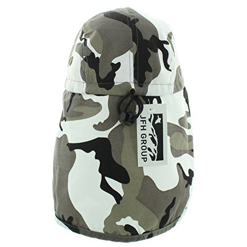 JFH 4 Panel Adjustable Outdoors Fishing Cap with Ear and Neck Flap Sun Cover Unisex - color: City Camo