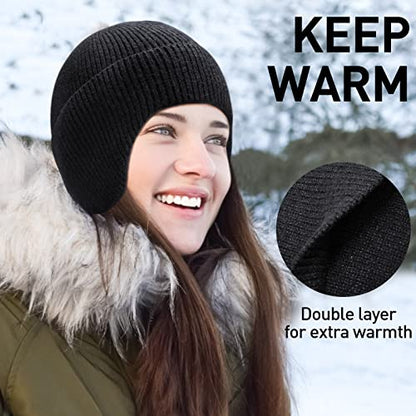 Arcweg Beanie with Earflap for Men Women Winter Warm Thermal Hats Stocking Cap Toboggan Outdoor Hat - color: Carbon Grey
