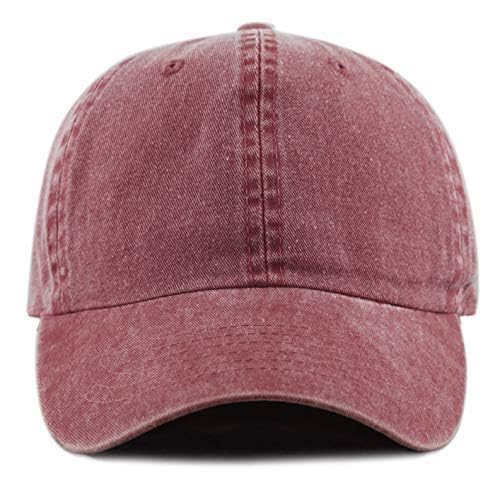 The Hat Depot 100% Cotton Pigment Dyed Low Profile Dad Hat Six Panel Cap - color: 1. Burgundy