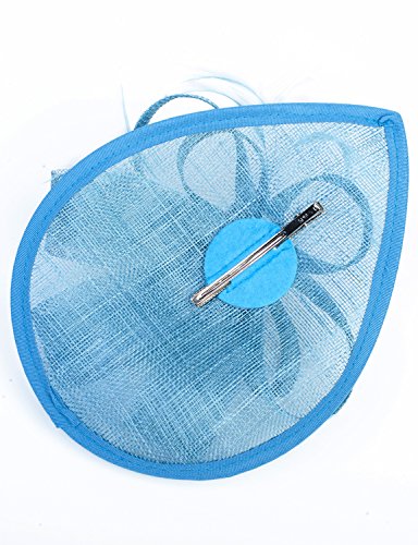 Z&X Sinamay Fascinator Hat Floral Feather Pillbox Derby Hats for Women Wedding Tea Party with Headband Clip - color: 016 Blue