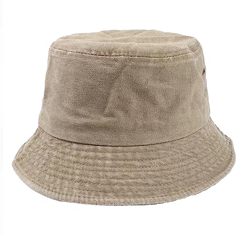 Premium Cotton Bucket Hats,Packable Hats for Men Women,Summer Bucket Hat,Fishing Sun Hats - color: Khaki