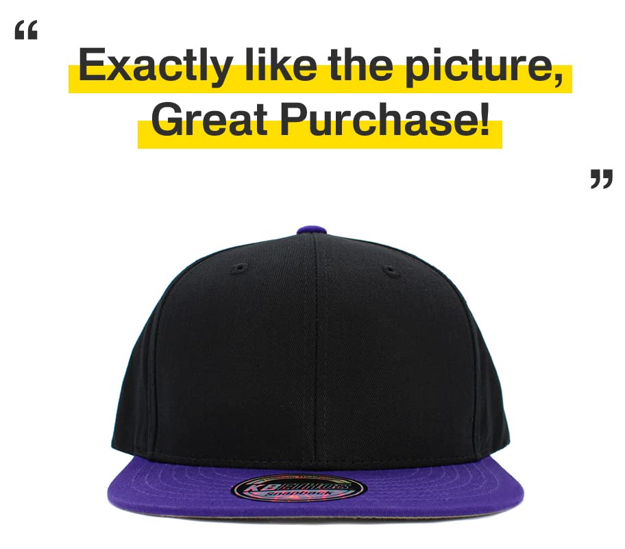 KBETHOS Classic Snapback Hat Blank Cap Underbrim Cotton Wool Blend Flat Visor Adjustable Unisex - color: Black Purple
