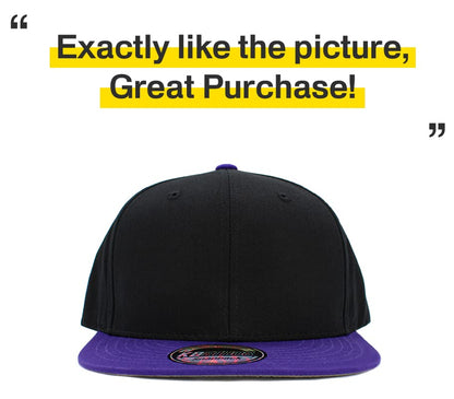 KBETHOS Classic Snapback Hat Blank Cap Underbrim Cotton Wool Blend Flat Visor Adjustable Unisex - color: Black Purple