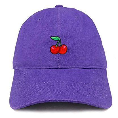 Trendy Apparel Shop Cherry Patch Brushed Cotton Unstructured Dad Hat - color: Purple