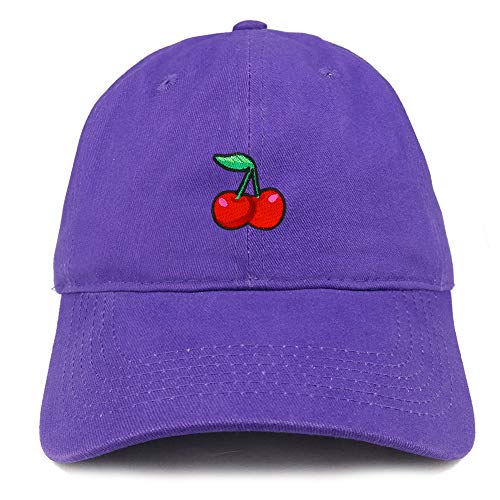 Trendy Apparel Shop Cherry Patch Brushed Cotton Unstructured Dad Hat - color: Purple