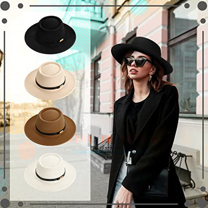 Hercicy Wool Fedora Hat for Women - color: Black, White, Camel, Khaki