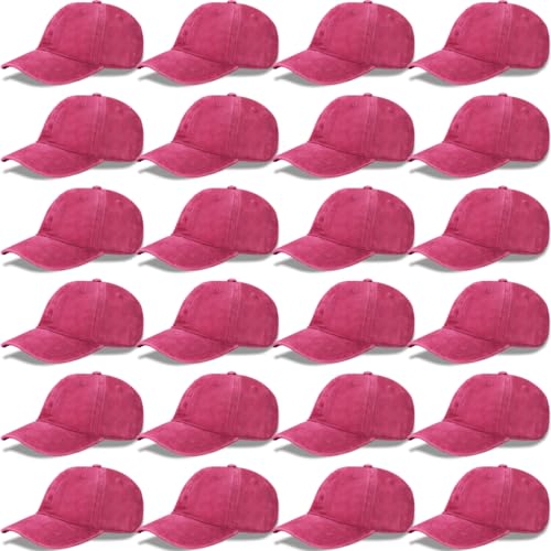 24Pack Baseball Cap Blank Trucker Hats Bulk Wholesale Hats Adjustable Plain for Men Women - color: Red