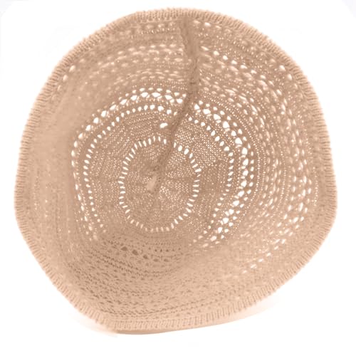 Women's Beach Bucket Hat Fisherman Cap Hollow Mesh Lightweight Breathable Sun Hat for Summer - color: Single Layer Khaki
