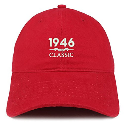 Trendy Apparel Shop Classic 1946 Embroidered Retro Soft Cotton Baseball Cap - color: Red