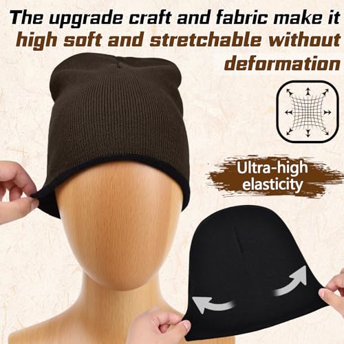 ZOORON Reversible Skull Caps for Men Women Reversible Beanie with -Double Side Warm Winter Fisherman Beanie - color: A-2pack-lightgrey/Coffee+black/Coffee