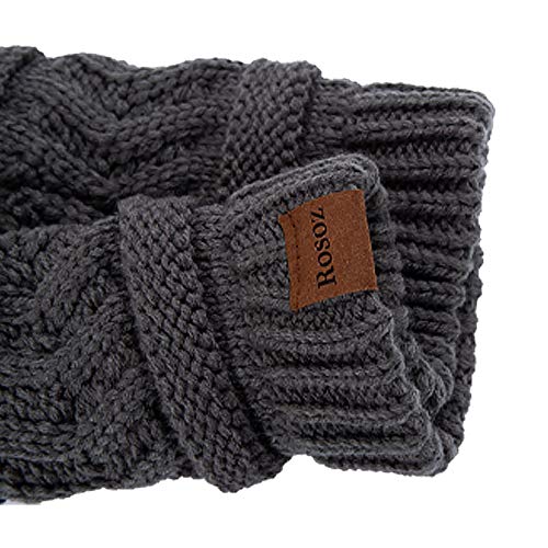 Rosoz 2 Pack Ponytail Beanie for Women,Winter Warm Beanie Tail Soft Stretch Cable Knit Messy High Bun Hat - color: 1pack-grey