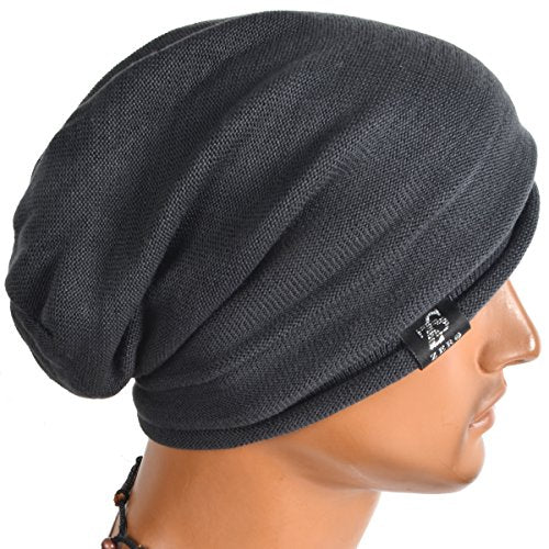 VECRY Men's Slouch Beanie Skull Cap Long Baggy Hip-Hop Winter Summer Hat - color: Roll-grey