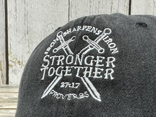 Embroidered Baseball Caps for Men and Women - color: Christian Stronger Together (Washed Black)