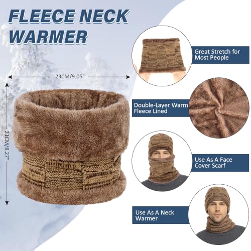 FZ FANTASTIC ZONE Men's Winter Beanie Hats Neck Warmer Warm Infinity Scarf - color: Khaki