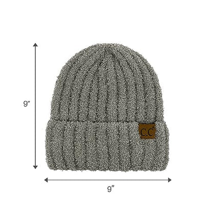 C.C Fuzzy Beanie for Women Unisex - Acrylic Stretchable Soft Warm Knit Winter Skully Hat - color: Acrylic-lt. Grey