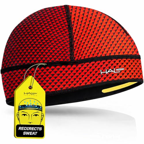 Halo Headband Skull Cap - The Ultimate Sweat Diverting, Absorbent, Lightweight, High Performance Skull Cap - color: Fire