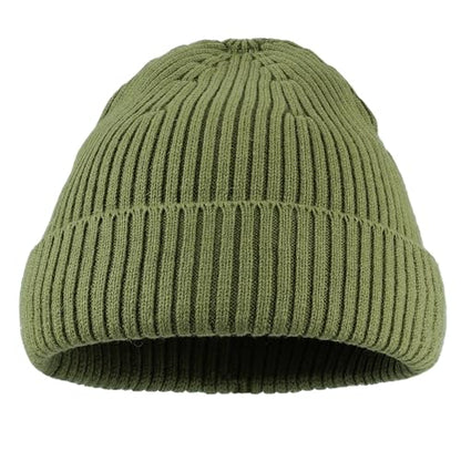 Clakllie Swag Beanie for Men Cuffed Thick Knitted Hat Warm Winter Hats Plain Stocking Skullcap Stretchy Fisherman Beanies Hat - color: Cdus-kh43-green