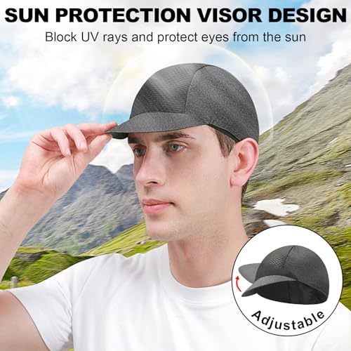 Cycling Cap for Men Women, Cooling Bike Hat with Sun Visor Summer Skull Cap Helmet Liner Bike Cap - color: Light Grey