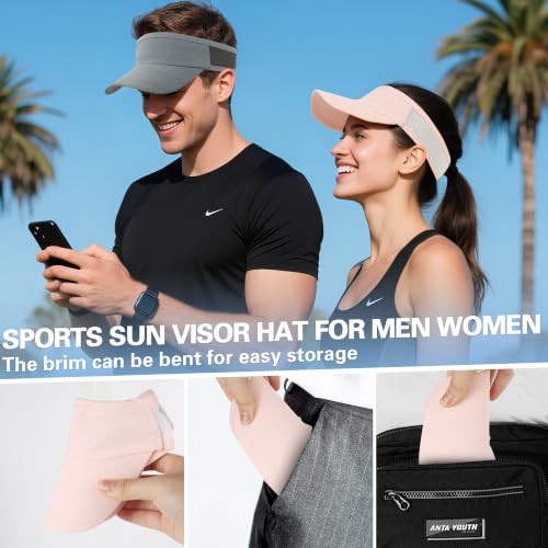 HH HOFNEN Sports Sun Visor Unisex Cooling Cap Lightweight Stretchy Packable - color: #1 Pink