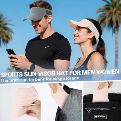 HH HOFNEN Sports Sun Visor Unisex Cooling Cap Lightweight Stretchy Packable - color: #1 Pink