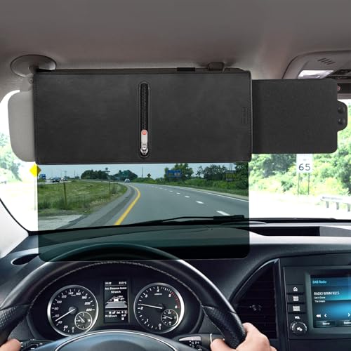 Veharvim Sun Visor Extender for Car (Zipper Slider& Prevents Fingerprints, UV400, PC Lens), Visor Extender Attachment for Car Visor, Anti-Glare for Safe Driving (Driver Side) - size: Driver Side