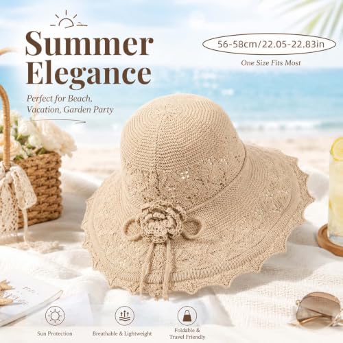 Woven Straw Bucket Hat for Women Bowknot Straw Bucket Hats Packable Sun Hats Summer Party Travel Daily Wear - color: Beige