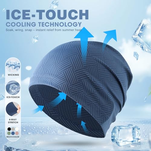 Fashion Cooling Skull Cap Sweat Control Breathable for Men Women 3 Pack - color: Black/Gray/Blue