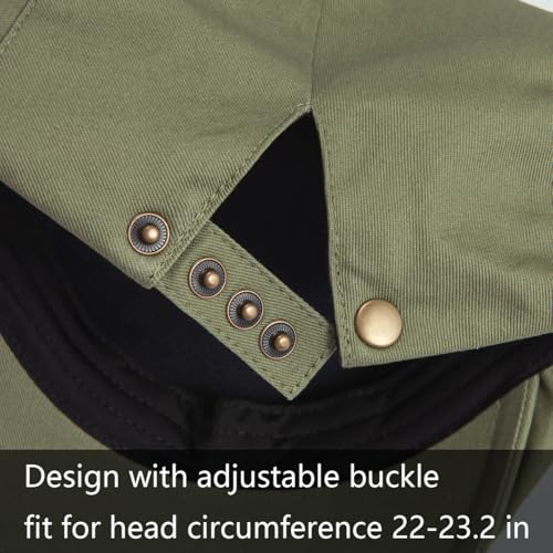 Classic Solid Flat Cap Newsboy Hats for Men Retro Cabbie Driving Adjustable - color: C06 Army Green With Mesh Lining
