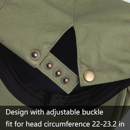Classic Solid Flat Cap Newsboy Hats for Men Retro Cabbie Driving Adjustable - color: C06 Army Green With Mesh Lining