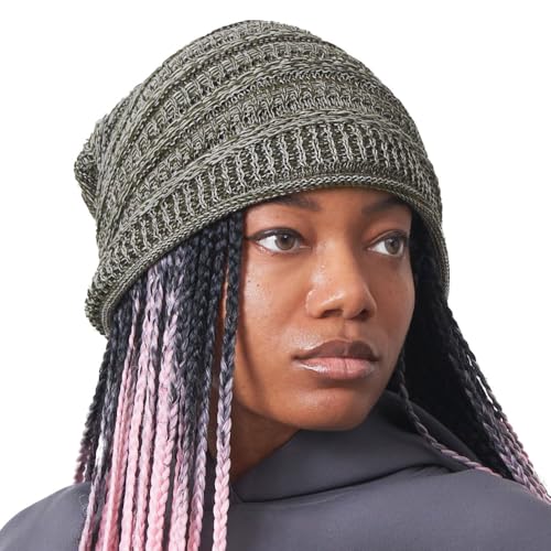 CHARM Extra Slouchy Summer Beanie for Men - Women Baggy Hipster Knit Cotton Slouch Hat - color: Mix Khaki
