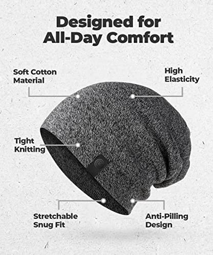 Warm Slouchy Beanie Hat - Deliciously Soft Daily Beanie in Fine Knit - color: Black and White - 1
