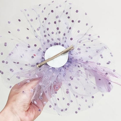 WLBON Fascinators Hat 20s 50s Headband Hair Clips Flower Mesh Veil Feather Headpiece Headwear Women Halloween Carnival Cocktail Wedding Church Cosplay Dress Up Birthday Tea Party Accessories Purple - color: Light Purple