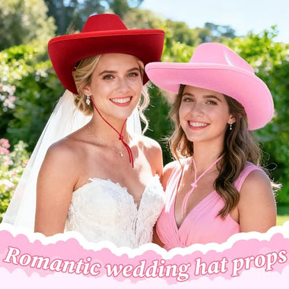Cowgirl Hat,Western Cowboy Hats Wild West Classic Wide Brim Headwear for Men Women Halloween Cosplay,Themed Party - style: Pink Cowgirl Hat