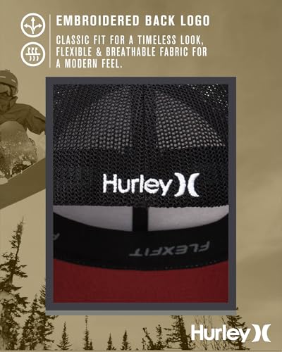 Hurley Mens Mini Icon Mesh Panel Fitted Trucker Baseball Cap - color: Red, size: Large-X-Large