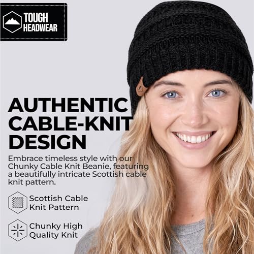 Tough Headwear Slouchy Beanie Hat - Itch-Free Winter Hats for Women - Stretchable Beanies for Women - Acrylic Winter Gear - color: 3 Pack: Black
