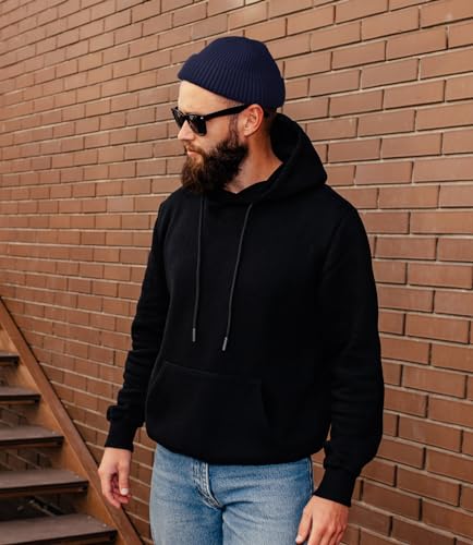 ROYBENS Short Wool Fisherman Beanie for Men Women Knit Fleece Lined Beanies - color: 2pcs-black+navy Blue