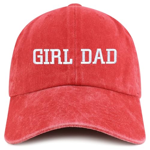 Trendy Apparel Shop Girl DAD Embroidered Unstructured Pigment Dyed Cotton Baseball Cap - color: Red