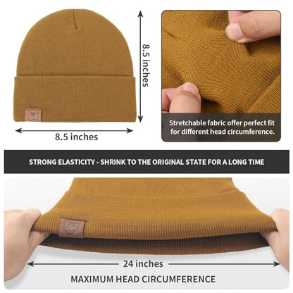 OZERO Mens Winter Hat, Fleece Lined Cuffed Beanie for Men and Women - color: Brown