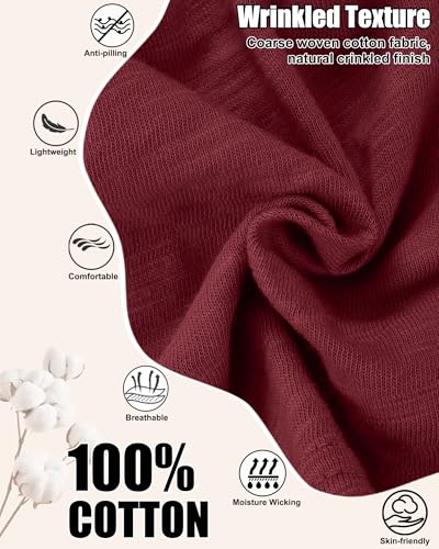 100% Cotton Summer Beanie for Men Women, Thin Soft Slouchy Beanies - color: 1pcs-wine Red, size: Large