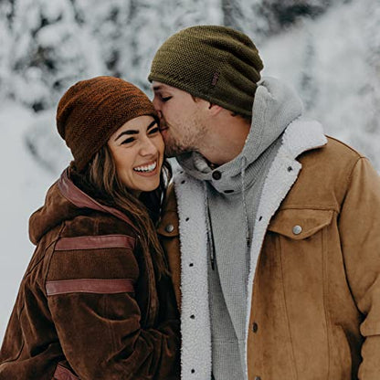 Lvaiz Winter Beanie for Men Women Warm Fleece Lined Reversible Skull Cap - color: Dark Orange+black)