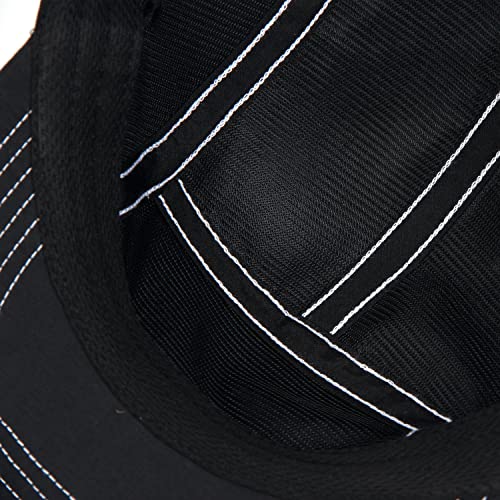 5 Panel Baseball Cap Camp Cap Taslon Short Brim Cap Quick Dry Hat Flat Bill Big Size Large Caps Oversize Running Hat - color: Black&white, size: 7 1/4