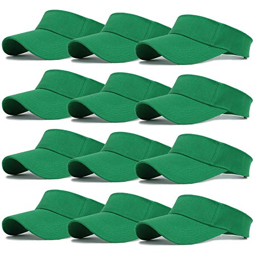Ultrafun 12 Pack Sun Visor Hats Women Men Outdoor Sports Beach - color: 12pack-green