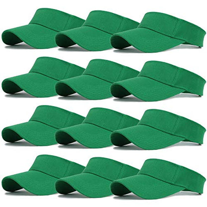 Ultrafun 12 Pack Sun Visor Hats Women Men Outdoor Sports Beach - color: 12pack-green