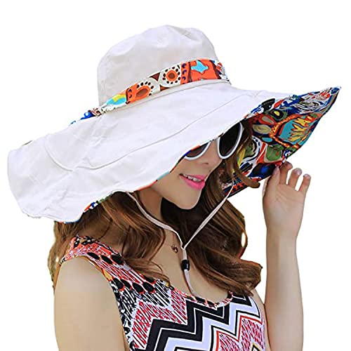 WITERY Floppy Summer UPF50+ Foldable Sun Beach Hats Accessories Wide Brim for Women - color: Beige