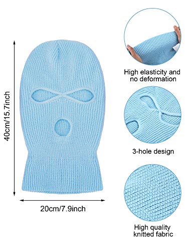WILLBOND 2 Pieces Knitted Full Face Cover 3 Hole Mask Winter Balaclava Face Cover - color: Sky Blue,green, size: One Size