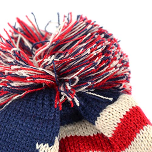 USA Winter Hat - Knit, Cuffed Beanie with Pom Pom, USA Flag Design, Warm Fun for Cold Days - size: Large-X-Large