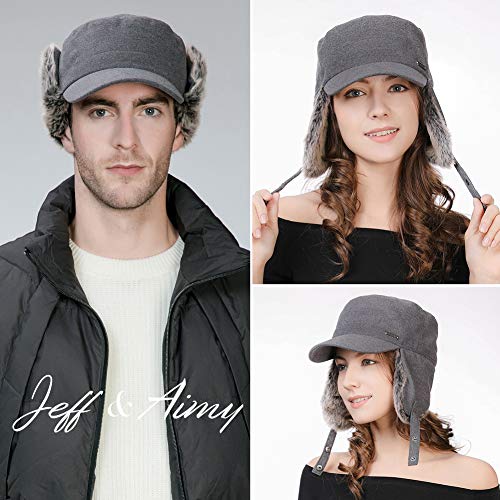 Jeff & Aimy Unisex Winter Earflap Trapper Hunting Ski Hat Baseball Cap 54-62CM - color: 99707#grey, size: Large